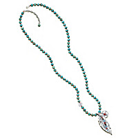 Sedona Sky Turquoise Beaded Necklace With Feather Charm