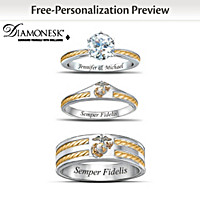 USMC His & Hers Personalized Wedding Ring Set