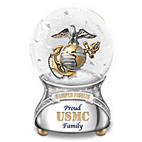 Proud USMC Family Musical Glitter Globe