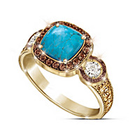Country Beauty Women's Mocha Diamond And Turquoise Ring