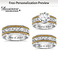 Western His & Hers Personalized Diamonesk Wedding Ring Set