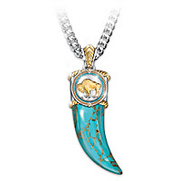 Spirit Of The West Genuine Turquoise Buffalo Horn Pendant Necklace