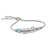 Sedona Canyon Women's Marquise-Cut Turquoise Bolo Feather Bracelet
