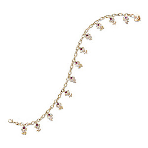 "A Dozen Roses" Genuine Ruby Charm Bracelet