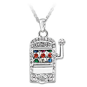 Slot Machine Necklace With Moving Lever And Rotating Reel