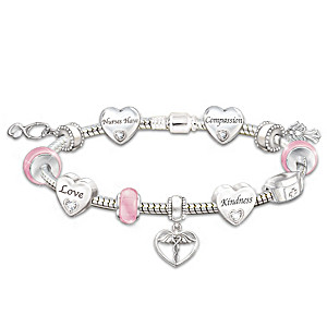 Nurse Charm Bracelet With 11 Charms And Crystals