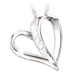 Engraved Heart Diamond Necklace For Daughter With Poem