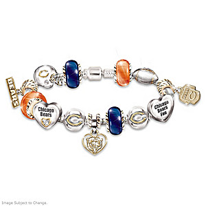 Chicago Bears Charm Bracelet With Crystals