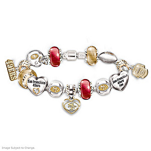 San Francisco 49ers Charm Bracelet With Crystals
