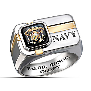 "For My Sailor" Engraved Men's Ring With Special Poem Card
