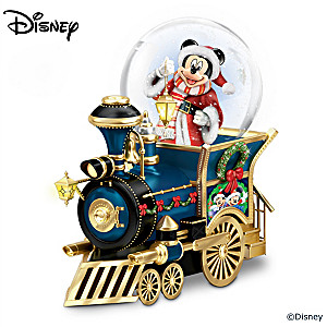 Disney Mickey Mouse Christmas Musical Locomotive Snowglobe