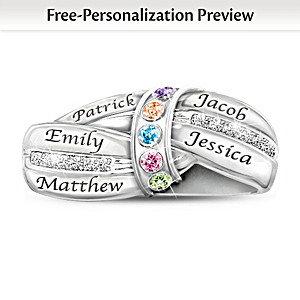 "A Mother's Embrace" Engraved Personalized Birthstone Ring
