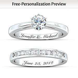 Personalized "Our Forever Love" Diamond Bridal Ring Set