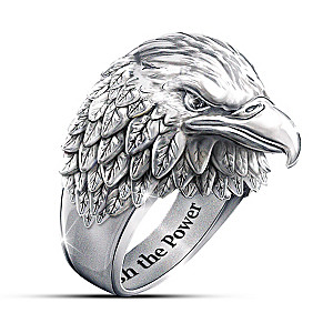 Stainless Steel "Strength And Pride" Eagle Ring