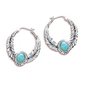 "Sedona Sky" Turquoise Earrings With Eagle Feather Design