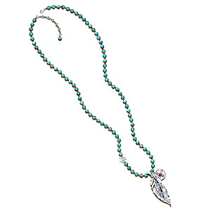 "Sedona Sky" Turquoise Beaded Necklace With Feather Charm