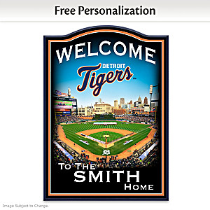 Detroit Tigers Wooden Welcome Sign Personalized With Name