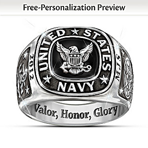 Navy Personalized Men's Ring: Choose An Insignia