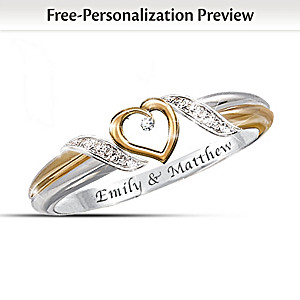 "Heart Of Love" Diamond Ring With 2 Engraved Names