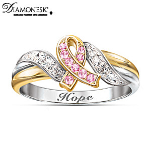 "Hope's Embrace" Breast Cancer Support Engraved Ring