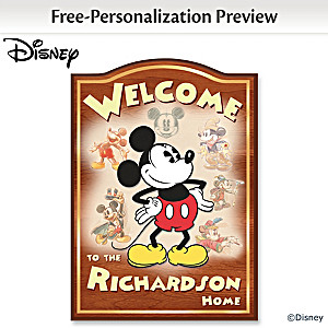 Mickey Mouse Wooden Welcome Sign Personalized With Your Name