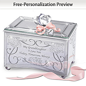 Personalized Mirrored Glass Music Box For Granddaughters