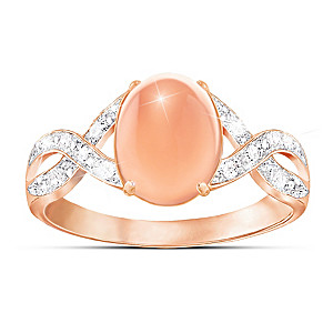 "Sweet Sorbet" Diamond And Peach Moonstone Ring