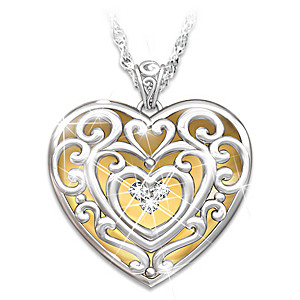 "Glowing With Beauty" Engraved Diamond Pendant For Daughters