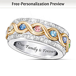"Family Is Forever" Birthstone Spinning Ring