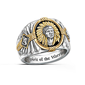 "Spirit Of The Warrior" Stainless Steel And Onyx Men's Ring