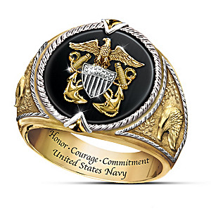 "Honor, Courage And Commitment" U.S. Navy Tribute Ring
