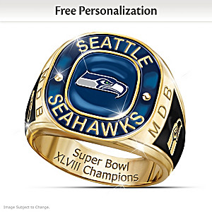 Super Bowl XLVIII Champions Seahawks Personalized Men's Ring