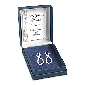 "Forever My Daughter" Engraved Earrings With 12 Diamonds
