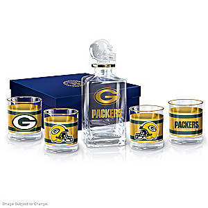 Green Bay Packers Five-Piece Decanter And Glasses Set