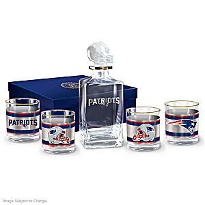New England Patriots Five-Piece Decanter And Glasses Set