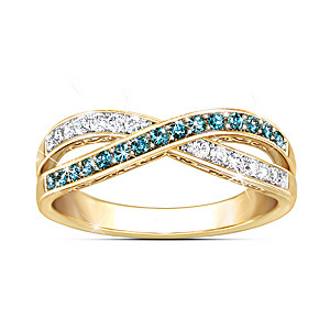 "Paradise" Blue And White Diamond Ring