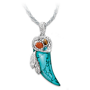 "Native Spirit" Buffalo Horn-Shaped Turquoise Necklace