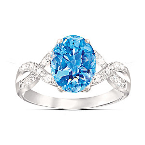"Summer Breeze" Swiss Blue Topaz & Diamond Ring