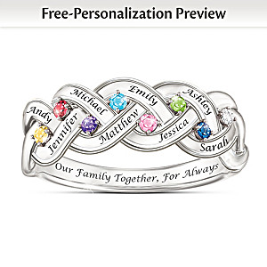 "Together For Always" Engraved Birthstone Family Ring