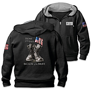 "Because Of The Brave" Men's Hoodie With Patriotic Art
