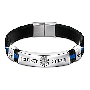 "In The Line Of Duty" Police Officer Leather Bracelet