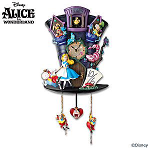 Genuine Disney Classic Alice in Wonderland Rabbits Clock Keyring Key Fob