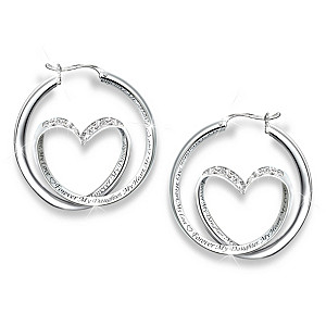 "Forever In My Heart" Diamond Hoop Earrings For Daughter