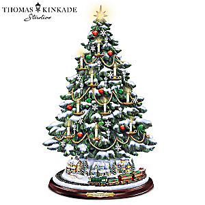 Thomas Kinkade Tabletop Tree With Lights, Motion And Music