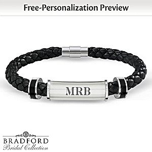 Men's Leather Bracelet Personalized With Monogram: Choose Your Design