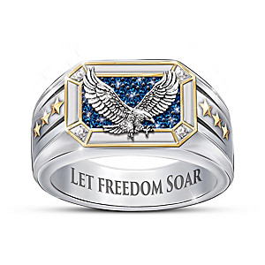 "Let Freedom Soar" Blue And White Sapphire Eagle Ring