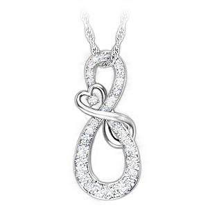 Mother & Daughter Diamond Infinity Sterling Silver Pendant