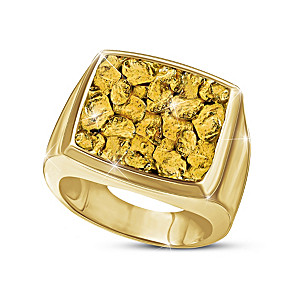 "Gold Rush" Men's Ring With Golden Nuggets