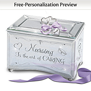 "Nursing Is The Art Of Caring" Personalized Glass Music Box