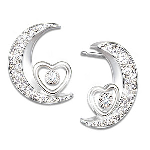 "I Love You To The Moon And Back" Daughter Diamond Earrings